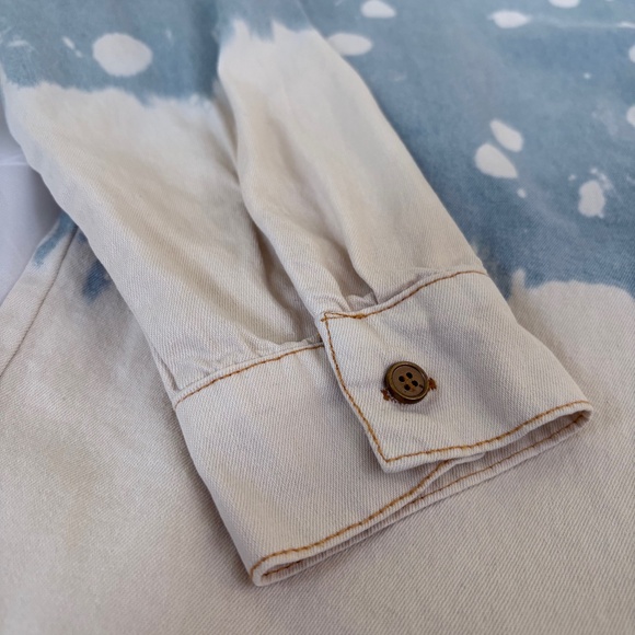 Entro Bleached Splatter 100% Cotton Oversized Denim Button Down Shirt Small - Picture 5 of 7